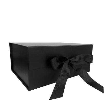 black folding storage box with bow front