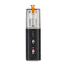 Black fog machine device with a clear top section on a white background