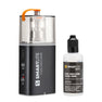 Smartlite fog machine and fluid bottle on a white background