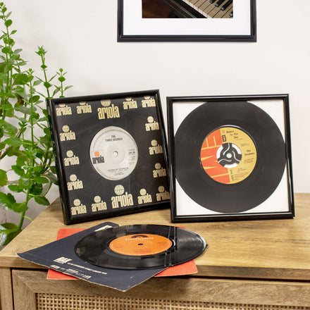 Frisco Plastic square photo frames in Black show with records in 