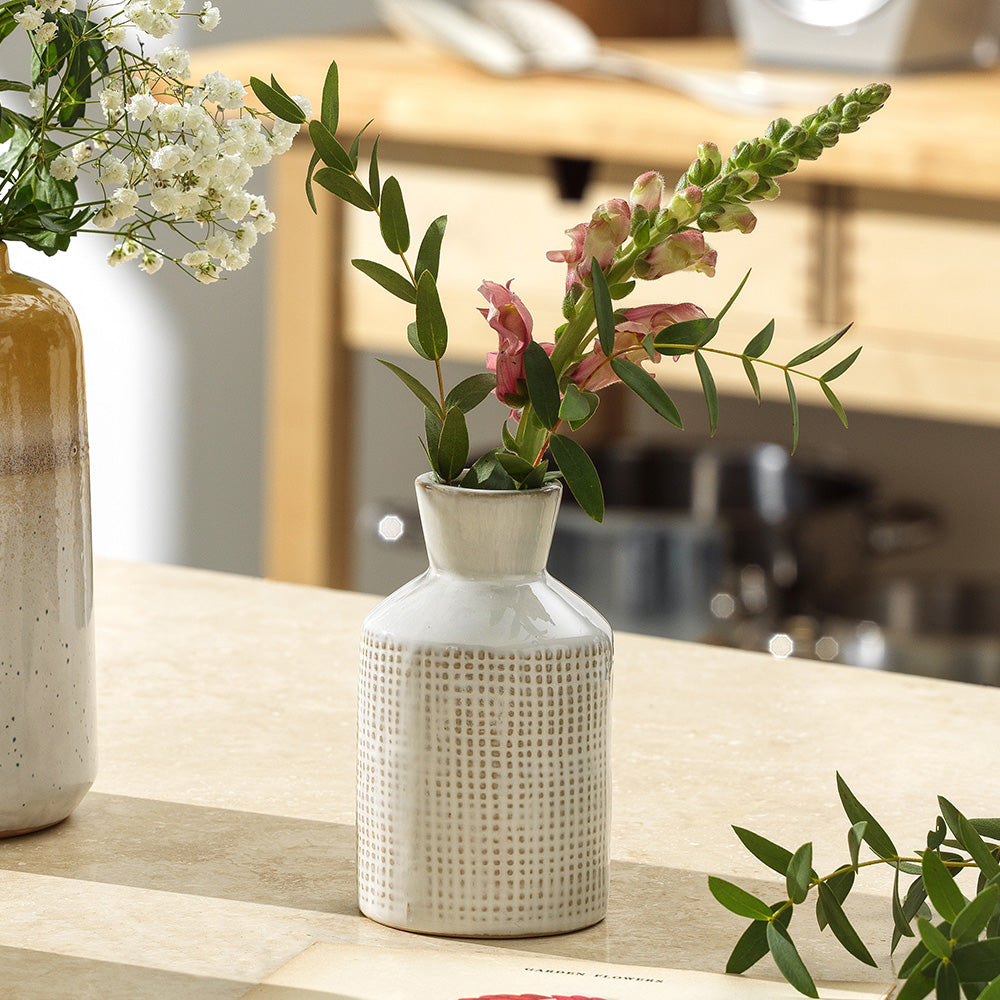 Grey Square-Textured Vase